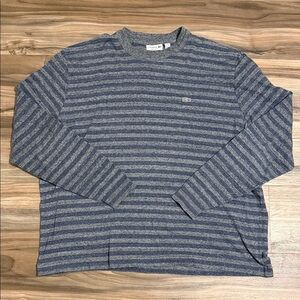 Lacoste Striped Long Sleeve Tee Men's Size 3XL Cotton Blend Grey Navy Heather